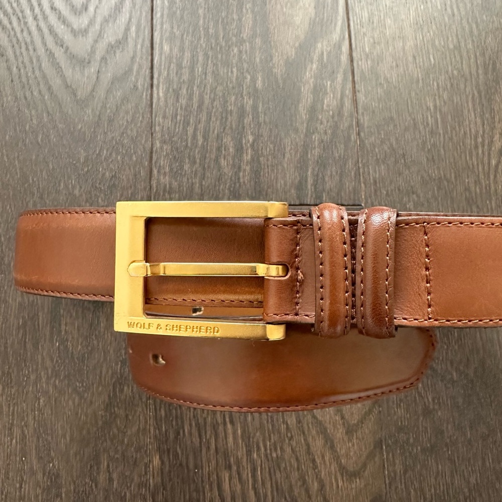 Wolf & Shepherd Stealth Brown Leather Belt - Size 40